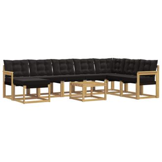 vidaXL Conjunto De Sof&aacute;s De Exterior Con Coj&iacute;n 9 Pcs Blanco Y Negro Vidaxl