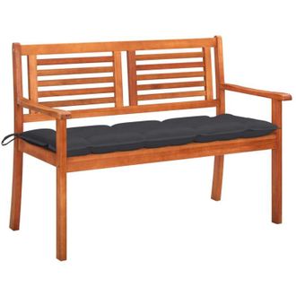 vidaXL Banco De Jard&iacute;n 2 Plazas Madera Maciza Eucalipto Y Coj&iacute;n 120 Cm Vidaxl
