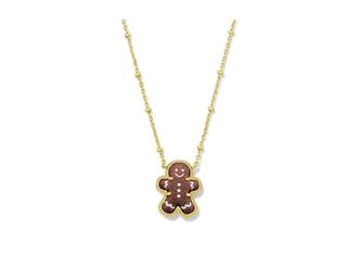 Kendra Scott Gingerbread Short Pendant Womens Necklace Womens Necklace Gold Brown Goldstone, Brass