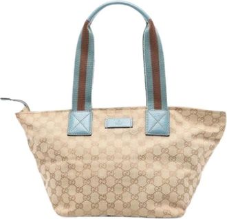 Gucci Pre-owned Tote Bags, female, Beige, Size: ONE SIZE Pre-owned Canvas Vintage Tote