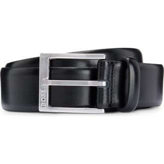 BOSS Elloy Leather Belt in Blk at Nordstrom, Size 32
