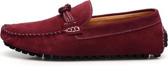 Generic Mens Loafers Suede Vamp Round Toe Breathable Stitching Details Rope Tie Lightweight Comfortable Flexible Slip Resistant Anti-Slip Wedding Classic(Wine