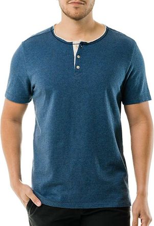 Jeremiah Mens Brook Solid Broken Jersey Henley Top - Small - Denim Heather