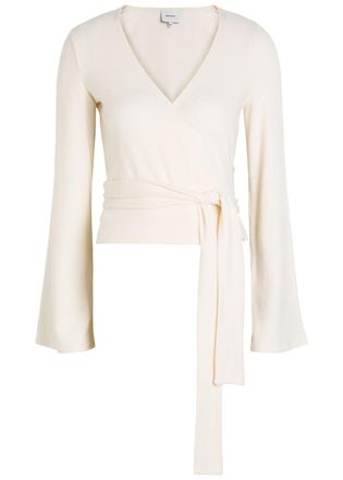 Reformation Kylen Wrap-front Knit top - Cream - XL (UK16 / XL)