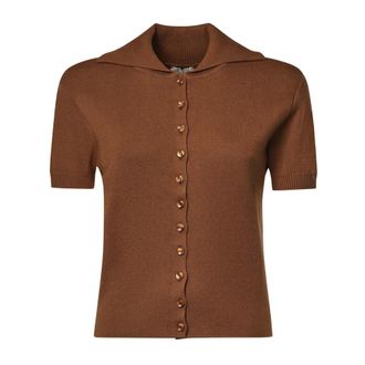 Magda Butrym Short-sleeve Button-front Cardigan - female - Magda Butrym - Cardigans - Brown - XS - Knitwear