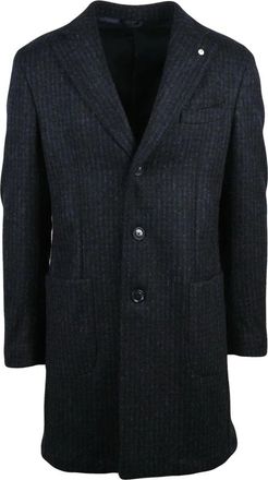 L.B.M. 1911 Cappotto - Heren - Mantel - Blauw - L - Wol - Jassen