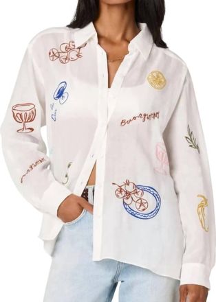 Astr Trace Embroidered Shirt In White Picnic