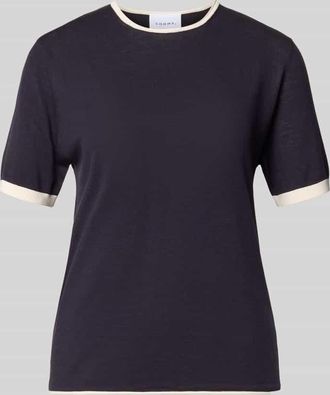 Comma Strickshirt mit Rundhalsausschnitt in Marine, Gr&ouml;&szlig;e 34