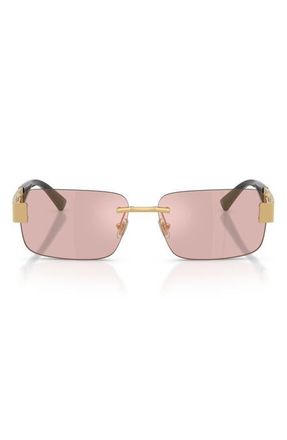 Versace 58mm Rimless Rectangular Sunglasses in Gold /Pink Mirror Gold at Nordstrom