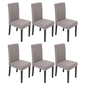 Hhg Hhg - Nunca Usado] Lote De 6 Sillas De Comedor Silla De Cocina Littau, Textil, Gris, Patas Oscuras