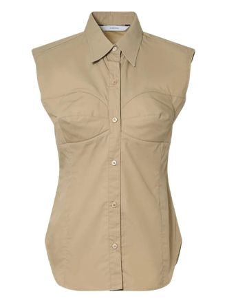 pushBUTTON Dummy button-up sleeveless shirt - women - Cotton - S - Neutrals