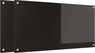 vidaXL Salpicadero De Cocina 2 Pcs Negro 100 X 50 Cm Vidrio Templado Vidaxl