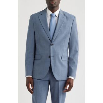 Nordstrom Henrik Trim Fit Solid Stretch Wool Suit Jacket in Grey Blue Crosshatch at Nordstrom, Size 36Regular