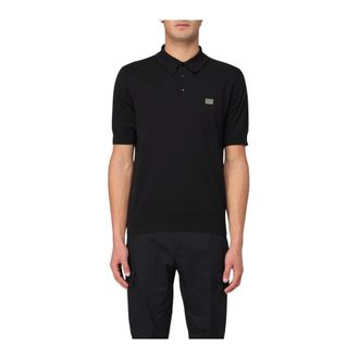 Dolce & Gabbana Polo Shirts, male, Black, M, Knit Short Sleeve Polo Shirt