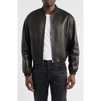 Frame Denim Genuine Shearling Lined Bomber Jacket in Dark Brown at Nordstrom, Size X-Large