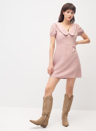 Twik Womens Peter Pan collar linen blend minidress