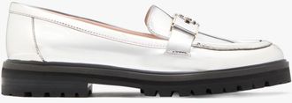 Kate Spade New York Womens Quinn Specchio Lug Loafer - Silver Pu - Size UK 3.5