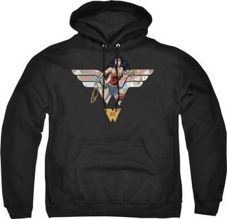 Gildan Wonder Woman Ww 80th Collage Logo Adult Pull Over Hoodie / Hooded Sweatshirt