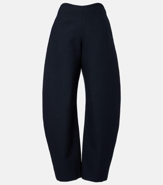 Alaia Ala&iuml;a Round wool crepe barrel-leg pants