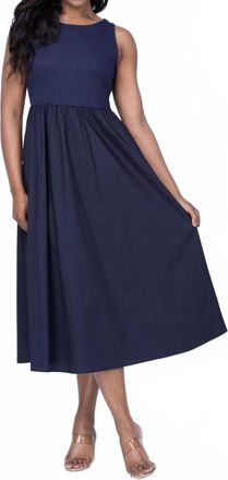 Elliott Lauren Double Up Rib Knit Midi Dress In Navy