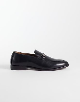 Asos mocassini slim con morsetto in pelle nera-Nero