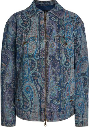 Etro Patterned Denim Jacket - Blue - 44 (UK12 / M)