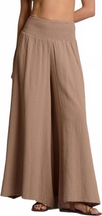 Elan Wide Leg Palazzo Pants In Taupe