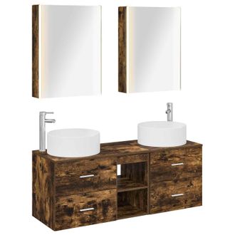vidaXL Juego De Muebles De Ba&ntilde;o 5 Pcs Roble Ahumado Vidaxl