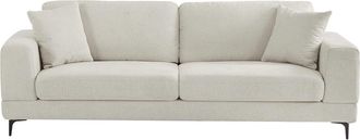 VENTE-UNIQUE.COM Sof&aacute; fijo poli&eacute;ster 3 plazas beige 227x89cm