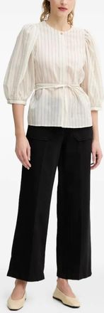 Sessun Blusa a righe con maniche a palloncino - Toni neutri