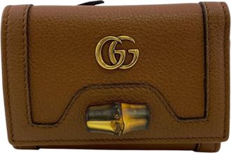Gucci Bamboo Brown Leather Wallet (Tri-Fold) (Pre-Owned)