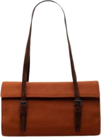 Prada Pre-owned Shoulder Bags, female, Brown, Size: ONE SIZE Pre-owned Cotton Shoulder Bag