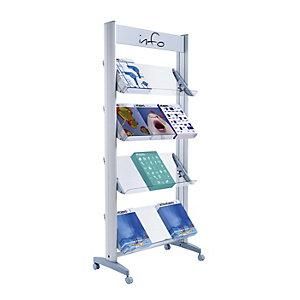 Paperflow Paperflow - Expositor M&oacute;vil Met&aacute;lico De Folletos Con Baldas De Cristal