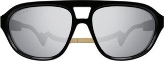 Gucci GG1239S002 Aviator Silver Mirror Sunglasses - Black