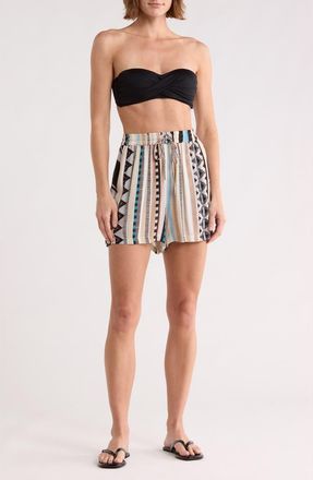 Elan Drawstring Cover-Up Shorts in Neutral Aztec at Nordstrom Rack, Size X-Small