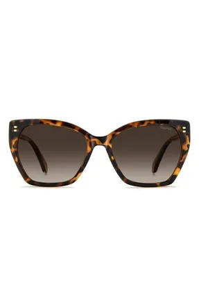 Polaroid 56mm Polarized Butterfly Sunglasses in Havana/Brown at Nordstrom