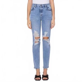 Hidden Jeans Zoey Distressed Knee Grinded Mom Jeans In Light Wash