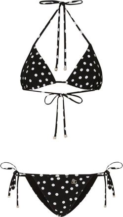 Dolce & Gabbana polka dot-print triangle-cup bikini set - women - Nylon/Elastane/Nylon/Elastane - 5 - Black