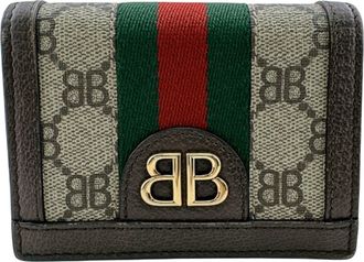 Gucci Brown Green Red Color Pvc Canvas Leather Wallet (Bi-Fold) (Pre-Owned)
