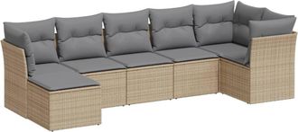 vidaXL Vidaxl - Set Sof&aacute;s De Jard&iacute;n 7 Piezas Y Cojines Rat&aacute;n Sint&eacute;tico Beige