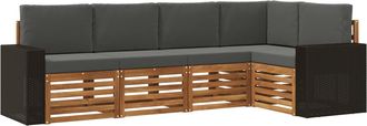 vidaXL Conjunto De Sof&aacute;s De Exterior 5 Uds. Natural Y Antracita Vidaxl