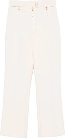 Elisabetta Franchi Double crepe Broeken - Dames - Vrijetijds broeken - Wit - L - Polyester - Broeken