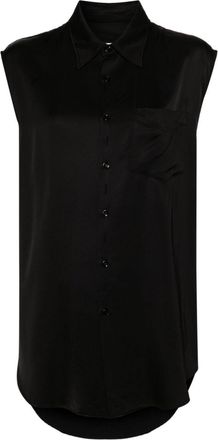 Maison Margiela ripped-detail satin-weave shirt - women - Viscose - 40 - Black