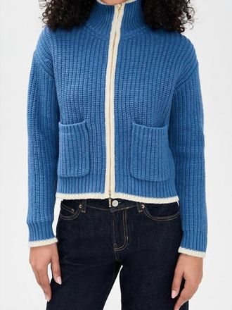 Trovata Zita Chunky Knit Cardigan In Blue