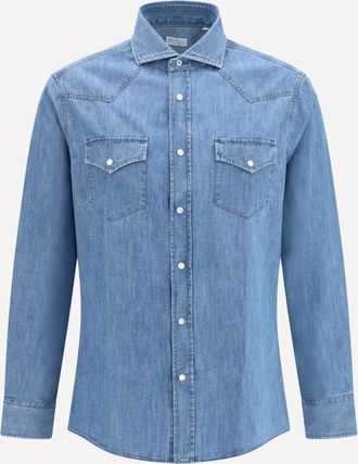 Brunello Cucinelli Camicia easy fit in denim leggero Man XXL