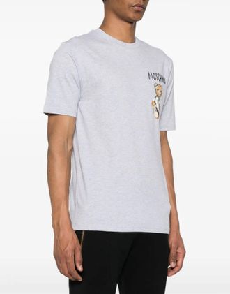 Moschino Mens Teddy Bear Logo T-Shirt Grey Clothing > Polo & T-Shirts