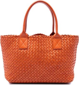 Bottega Veneta Pre-owned Bottega Veneta Small Lambskin Intreccio Cabat Tote Ladies QNMJAJRLDR42ENUL