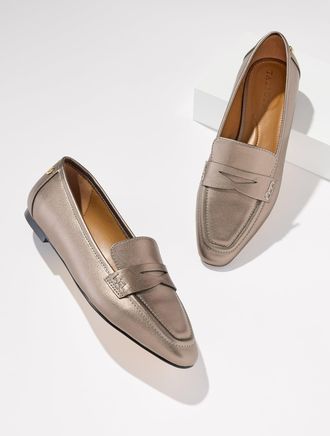 Talbots Erin Metallic Nappa Loafers - Bronze - 10 1/2 M Talbots