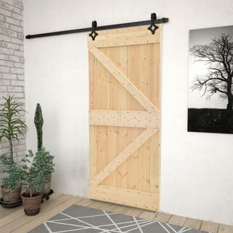 vidaXL Puerta Corredera Con Herrajes Madera Maciza De Pino 80x210 Cm Vidaxl