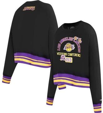 Pro Standard Womens Pro Standard Black Los Angeles Lakers Area Code Cropped Pullover Sweatshirt at Nordstrom, Size X-Large